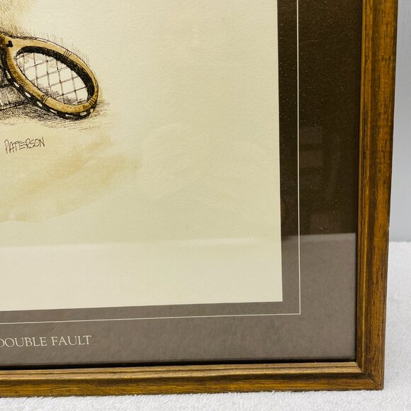 GVUC Vntg Framed Tennis Print, "Double Fault," Artist Gary Patterson, 17" x 21" - Picture 9 of 15